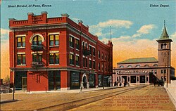 Hotel Bristol and the Union Depot at El Paso, Texas (postcard, c. 1912)