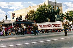 Eagle Scouts carrying banner