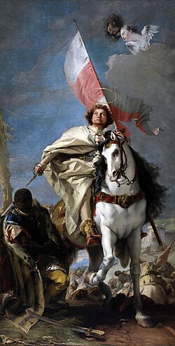 Saint James as the Moor-killer by Giovanni Battista Tiepolo (Museum of Fine Arts, Budapest). His mantle is that of his military order.