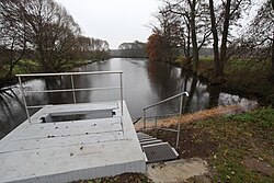 Settling pond for iron particles at water works