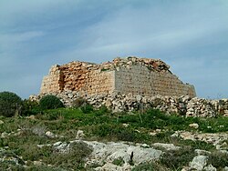 Ruins of the Għajn Ħadid Tower, which collapsed during the 1856 Heraklion earthquake