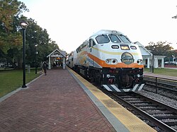 A SunRail commuter train at Winter Park Station