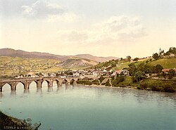 The Mehmed Paša Sokolović Bridge over the Drina River, ca. 1900