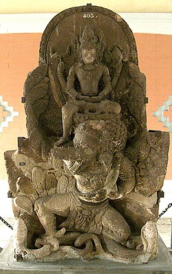 Vishnu mounting Garuda from Belahan temple, believed to be a depiction of Airlangga