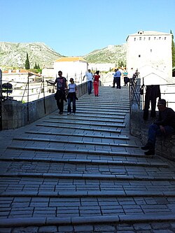 Stonemasonry on 16th c. Ottoman-made bridge in Mostar, Bosnia and Herzegovina – Stari Most