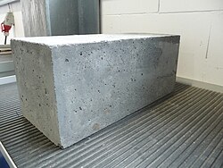 A single concrete block, as used for construction