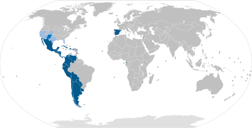 Spanish language distribution Official language Co-official language Culturally important or secondary language (> 20% of the population)