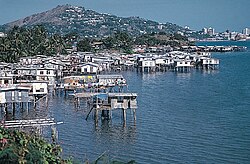 Poor coastal housing at Hanuabada in Port Moresby