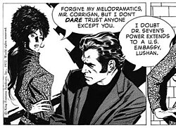 This Secret Agent Corrigan panel (December 1, 1972) shows Williamson's skill with inking and contrasting techniques.