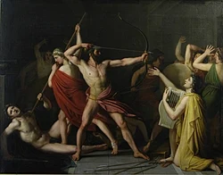 Ulysses and Telemachus kill Penelope's Suitors by Thomas Degeorge (1812)
