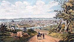 Cincinnati in 1841 with the Miami and Erie Canal in the foreground