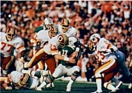 Washington is one of six designated home teams that chose to wear the white jersey, shown here in Super Bowl XVII.