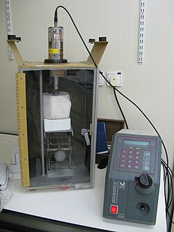 A sonicator at the Weizmann Institute of Science during sonication