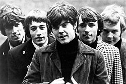 The Bee Gees in 1967 (left to right: Barry Gibb, Robin Gibb, Vince Melouney, Maurice Gibb and Colin Petersen)