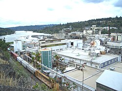 Willamette Falls and a paper mill at Oregon City, on the Willamette River
