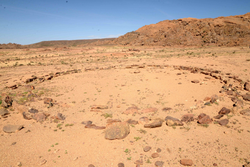 Stone circle in the Hoggar Mountains in the Algerian Sahara