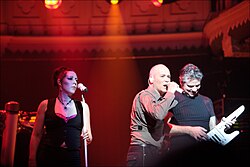 At Paradiso, Netherlands, in April 2011. From left to right: Catherall, Oakey and Sutton.