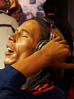 A wax sculpture of Marley at Madame Tussauds in London