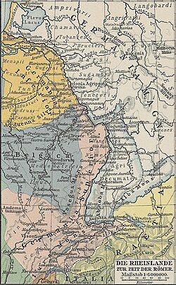 Roman and barbarian parts of the Rhineland