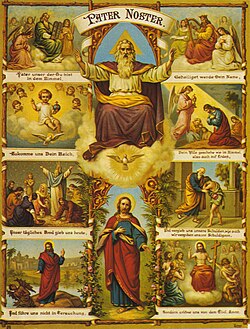 The incarnation illustrated with scenes from the Old Testament and the Gospels, with the Trinity in the central column, by Fridolin Leiber, 19th century