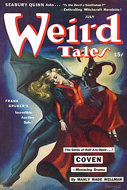 Wellman's novelette "Coven" was the cover story in the July 1942 Weird Tales