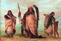 Sioux chief with family, by George Catlin, 1854