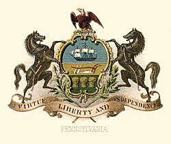 Historical coat of arms of Pennsylvania (illustrated, 1876)