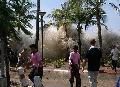 The 2004 Indian Ocean tsunami at Ao Nang, Krabi Province, Thailand