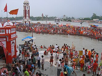 Hindus at Har Ki Pauri, Haridwar near river Ganges in Uttarakhand state of India.