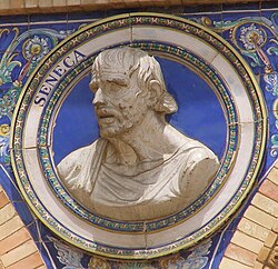 "Seneca", ancient hero of the modern Córdoba; this architectural roundel in Seville is based on the "Pseudo-Seneca" (illustration above)