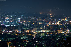 Panorama of Skopje at night