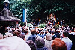 In Marpingen, Germany, Our Lady is said to have appeared several times to three groups of visionaries: in 1876–1877, then in 1934–1936, and finally in 1999. The investigation conducted by the Bishop of Trier after the last apparition concluded in 2005 that "the events in Marpingen cannot be confirmed as being of supernatural origin".[150]