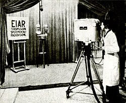 EIAR studio for experimental television transmissions, in 1939.