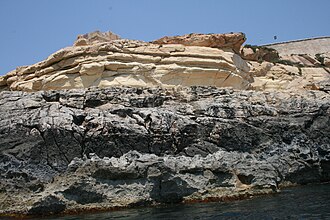 Sedimentary rock with sandstone in Malta, southern Europe