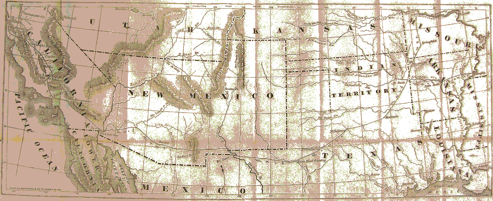 The stage routes from a Butterfield Overland Mail Company map
