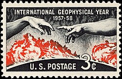 A United States 1958 three-cent Stamp for the Geophysical Year