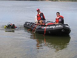 Nesconset fire department scuba rescue team on training exercise