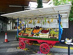 The fruit and veg stall from Bridge Street Market