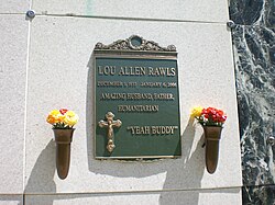 Lou Rawls's outdoor mausoleum crypt at Forest Lawn Memorial Park (Hollywood Hills)