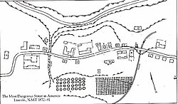 A map of Lincoln, New Mexico, as it appeared between 1872 and 1881