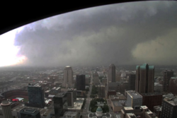 A large tornado seen from from the Gateway Arch. Taken in 2025.