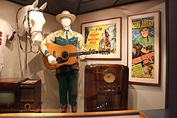 Display of Gene Autry memorabilia at the Autry National Center, including his original Martin D-45 guitar, the first one made