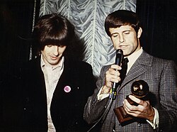 Harrison (left, with Don Grierson), in Los Angeles in October 1968