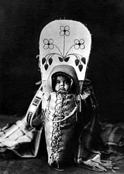 Nez Perce baby in cradleboard, 1911