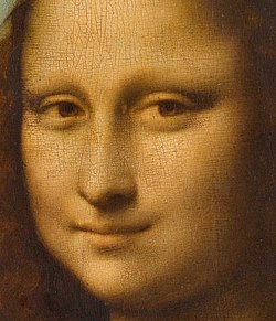 Detail of Leonardo da Vinci's Mona Lisa, c. 1503 – c. 1506, showing the painting technique of sfumato