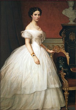 Portrait of a young Princess Dagmar with her dog in the 1860s by Andreas Herman Hunæus
