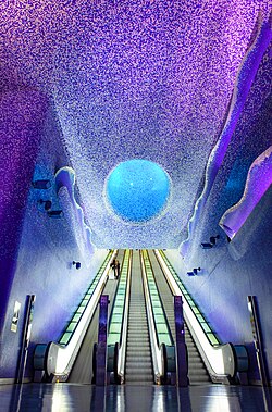 Toledo Station of the Naples Metro, considered one of the most beautiful metro stations in Europe and in the world.[161][162]