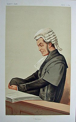Sir Henry James, MP, "Nervous" by Ape, Vanity Fair 7 March 1874