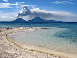 Tavurvur stratovolcano on New Britain in the Bismarck Archipelago