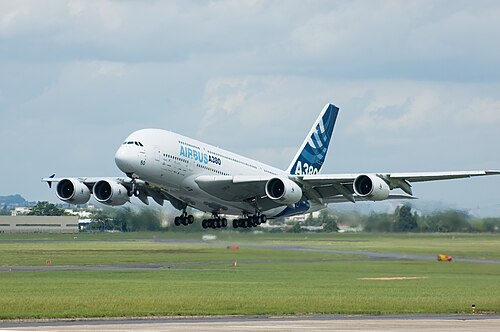An Airbus A380 performing a soft landing at the Paris Air Show 2007